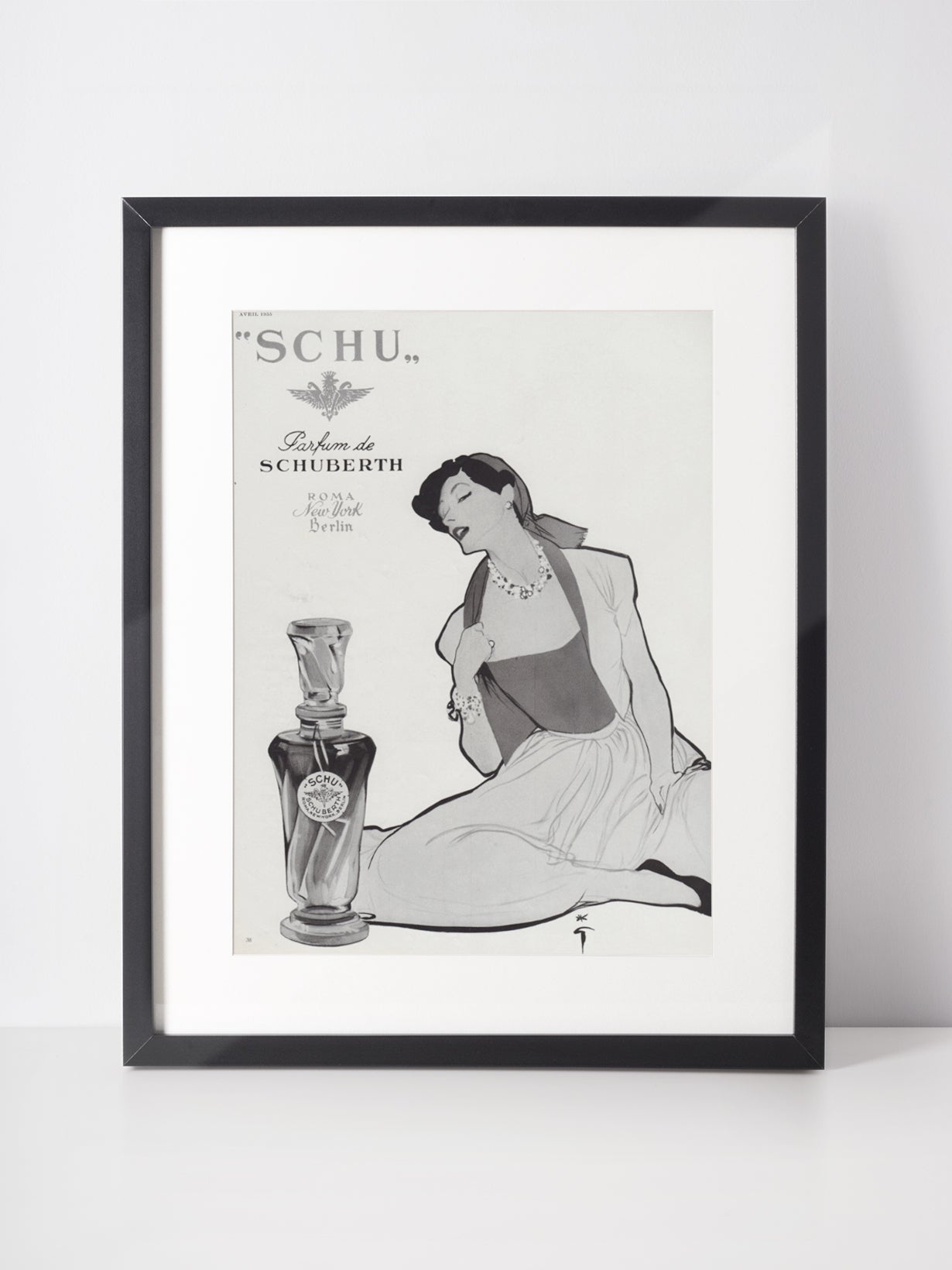 EMILIO SCHUBERTH 1955 Vintage Print Advertisement Perfume René Gruau