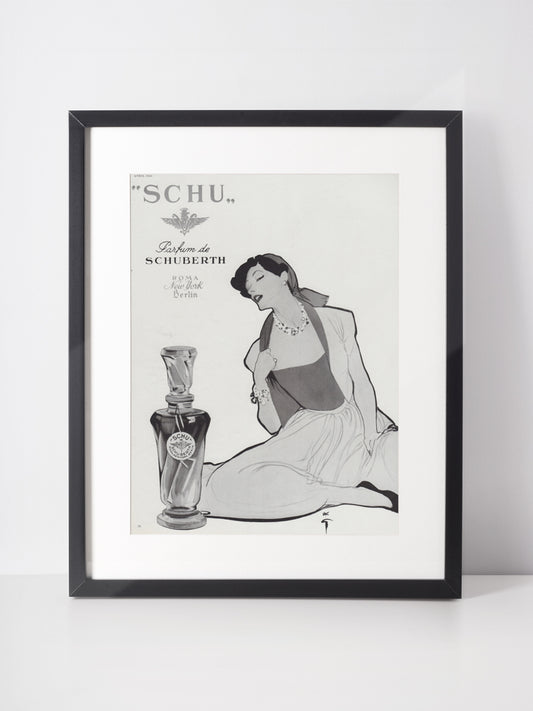 EMILIO SCHUBERTH 1955 Vintage Print Advertisement Perfume René Gruau