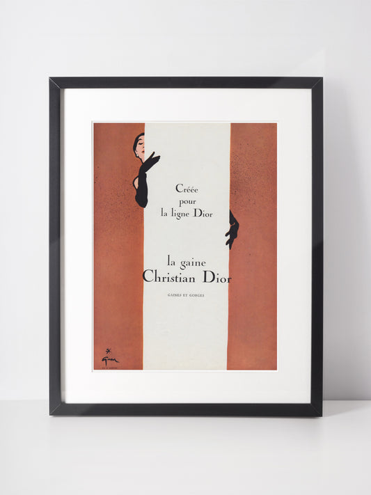 CHRISTIAN DIOR 1955 Vintage Print Advertisement Lingerie René Gruau