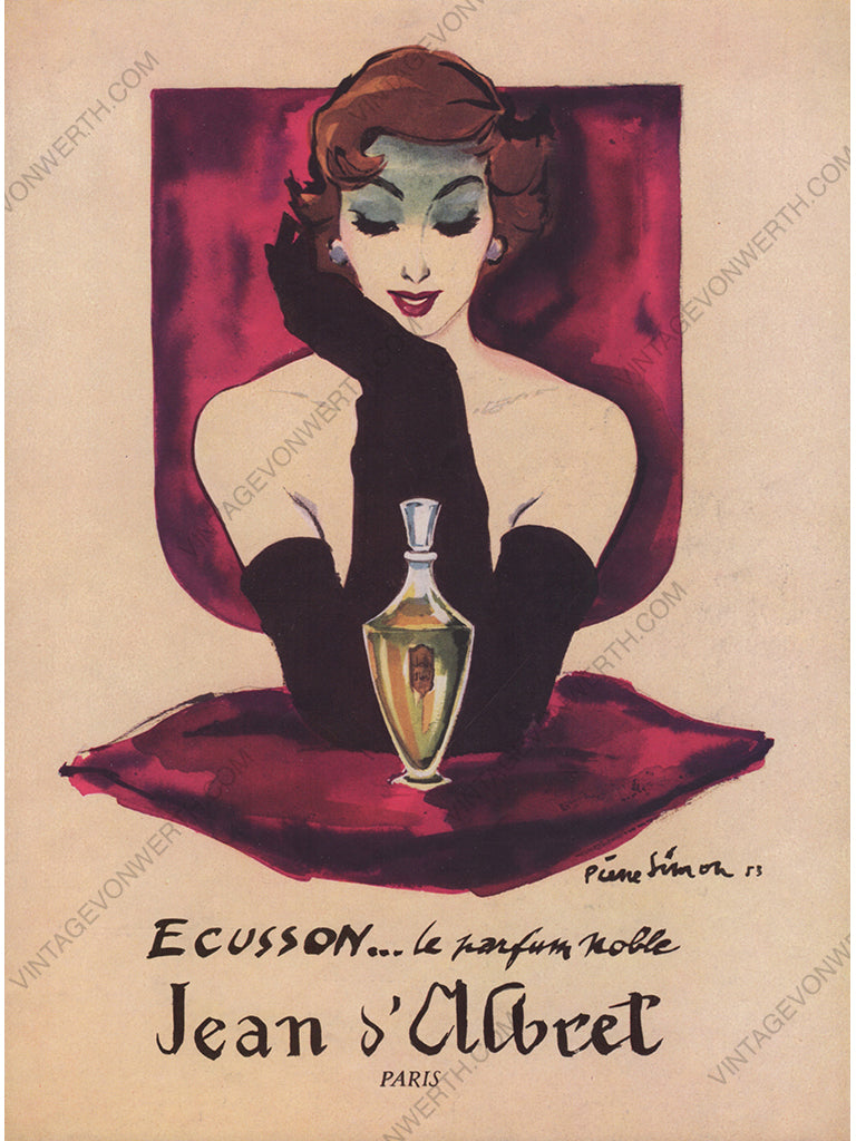 JEAN D'ALBRET 1955 Vintage Print Magazine Advertisement Perfume Parfum