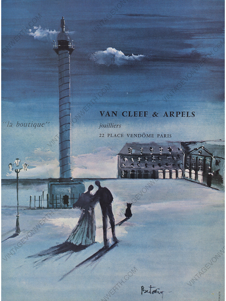 VAN CLEEF & ARPELS 1957 Vintage Print Advertisement Jewelry1950s