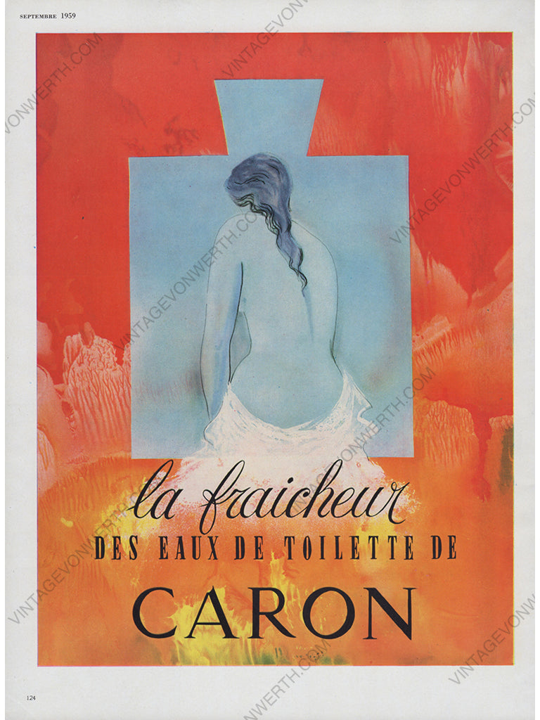 CARON 1959 Vintage Print Advertisement Perfume Parfum Fragrance 1950s