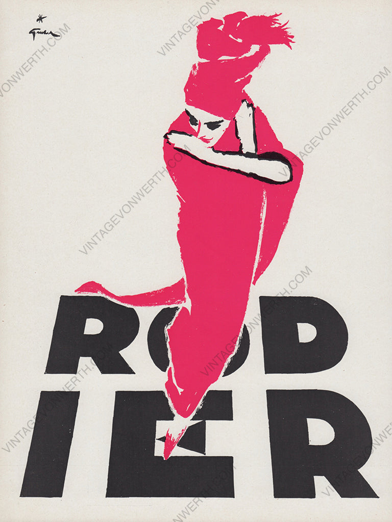RODIER 1961 Vintage Advertisement 1960s Fashion Ad Print René Gruau
