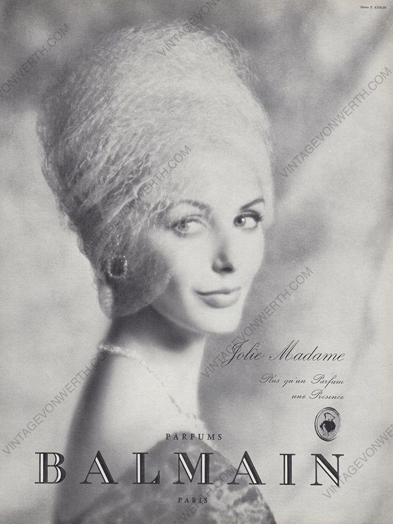 PIERRE BALMAIN 1961 Vintage Advertisement 1960s Jolie Madame Perfume Print Ad