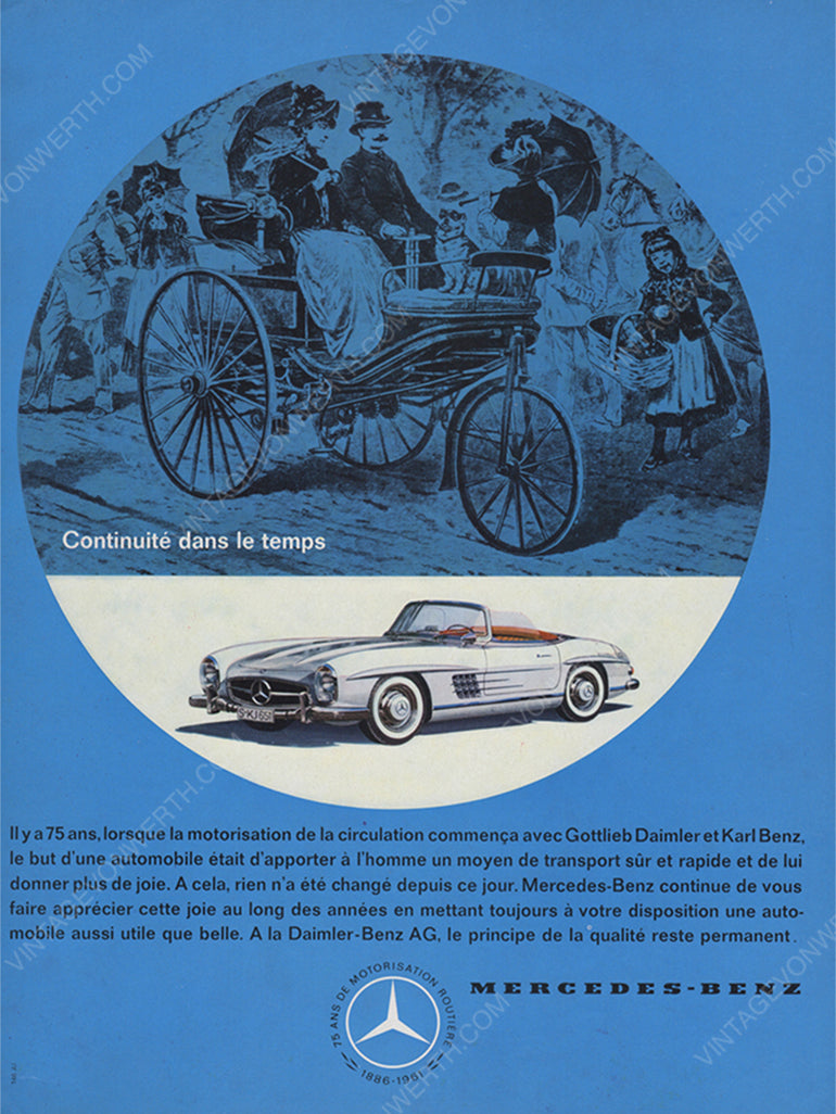 MERCEDES-BENZ 1961 Vintage Advertisement 1960s Car Oldtimer Ad