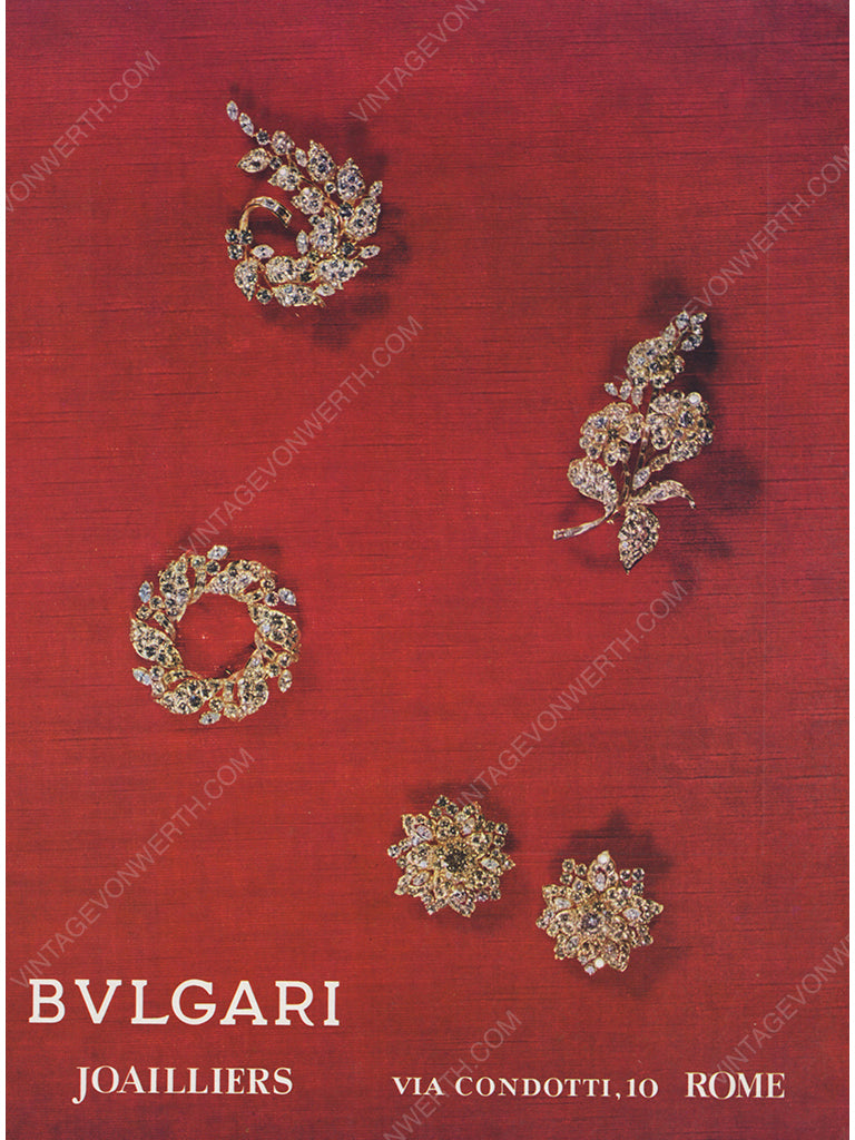 BVLGARI 1961 Vintage Advertisement 1960s Bulgari Jewelry Ad Print