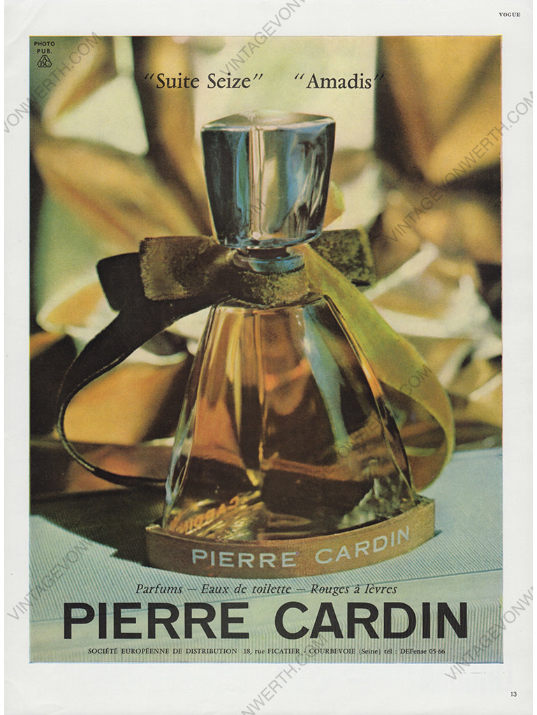 PIERRE CARDIN 1963 Vintage Advertisement 1960s Perfume Print Ad
