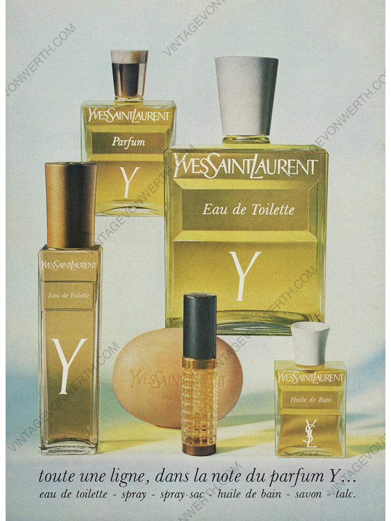 YVES SAINT LAURENT 1967 Vintage Ad Y Perfume 1960s Print