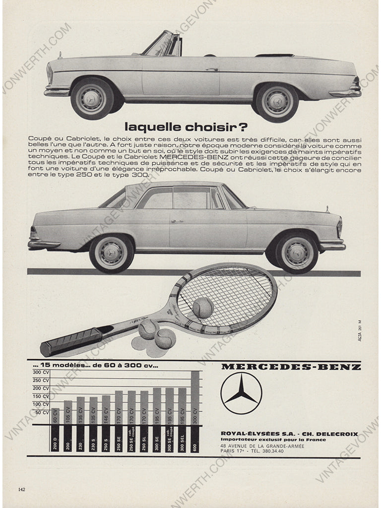 MERCEDES-BENZ 1967 Vintage Advertisement 1960s Oldtimer Classic Car Print Ad