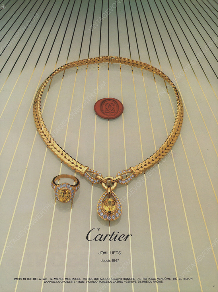 CARTIER 1982 Vintage Print Advertisement Jewelry 1980s Magazine Ad