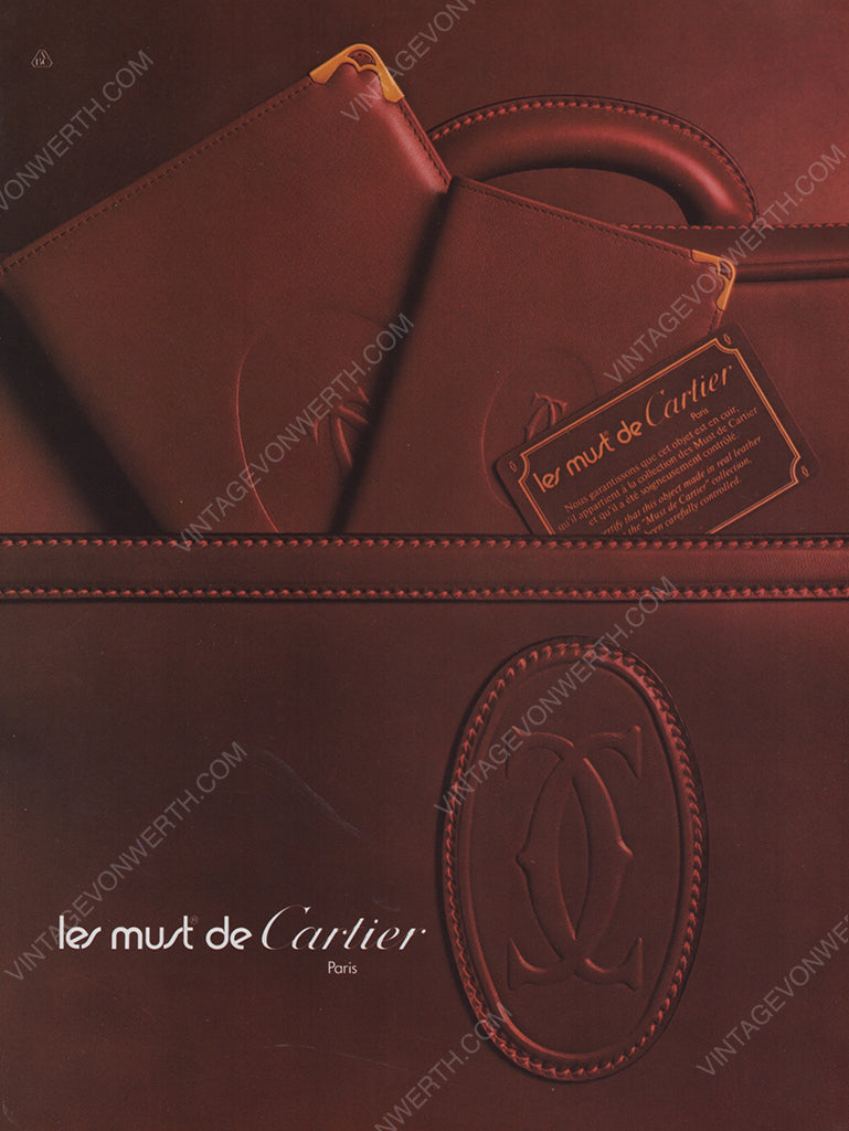 CARTIER 1982 Vintage Print Advertisement Leather Goods 1980s Magazine Ad