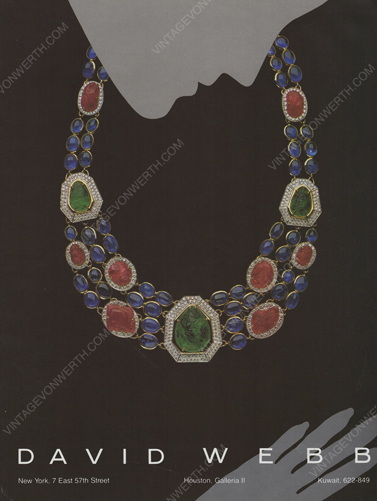 DAVID WEBB 1984 Vintage Print Advertisement Jewelry 1980s Magazine Ad