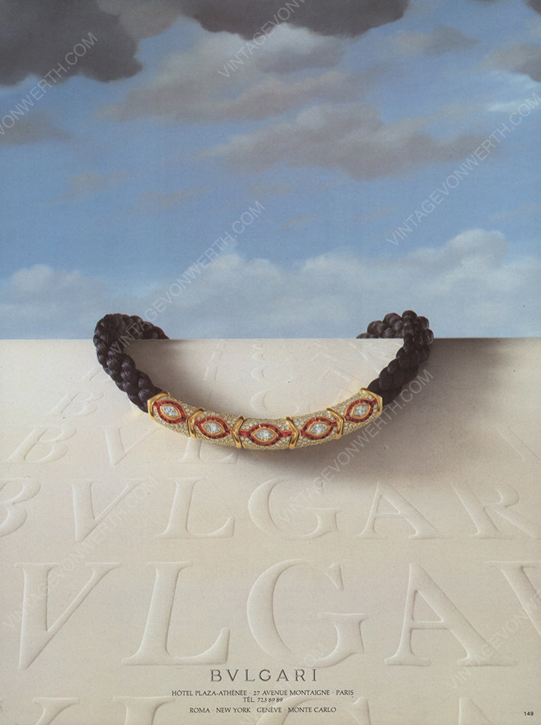 BVLGARI 1984 Vintage Print Advertisement Jewelry 1980s Bulgari Magazine Ad