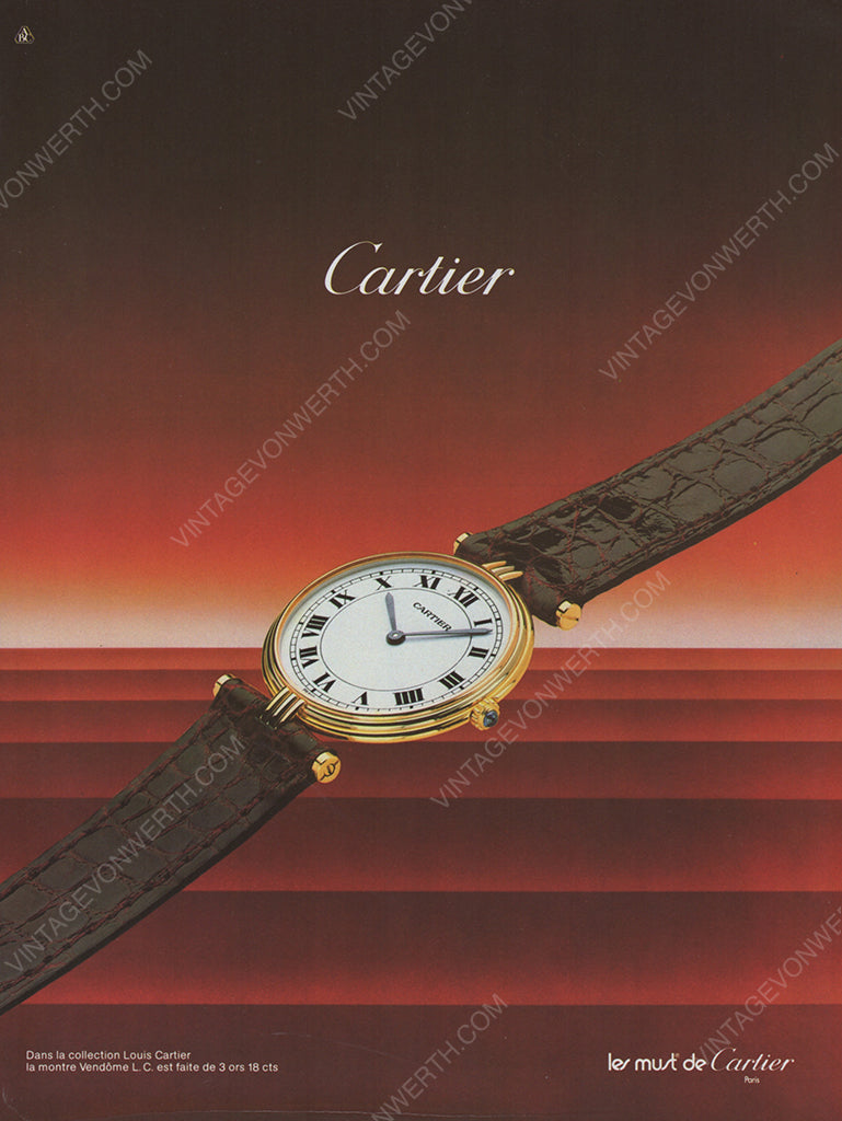 CARTIER 1984 Vintage Print Advertisement Watches 1980s Magazine Ad