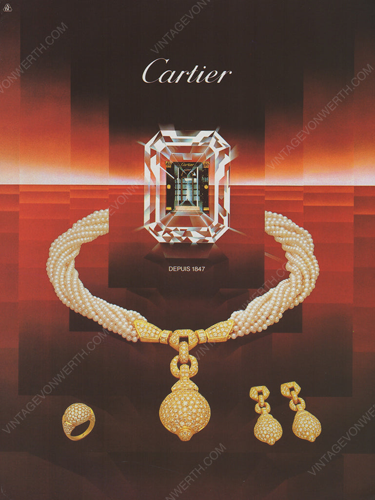 CARTIER 1985 Vintage Print Advertisement Jewelry 1980s Magazine Ad