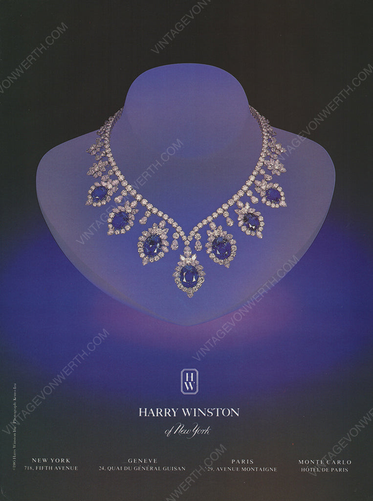 HARRY WINSTON 1985 Vintage Print Advertisement Jewelry 1980s Magazine Ad