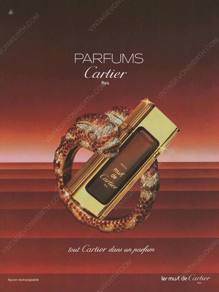 CARTIER 1985 Vintage Print Advertisement Perfume 1980s Magazine Ad