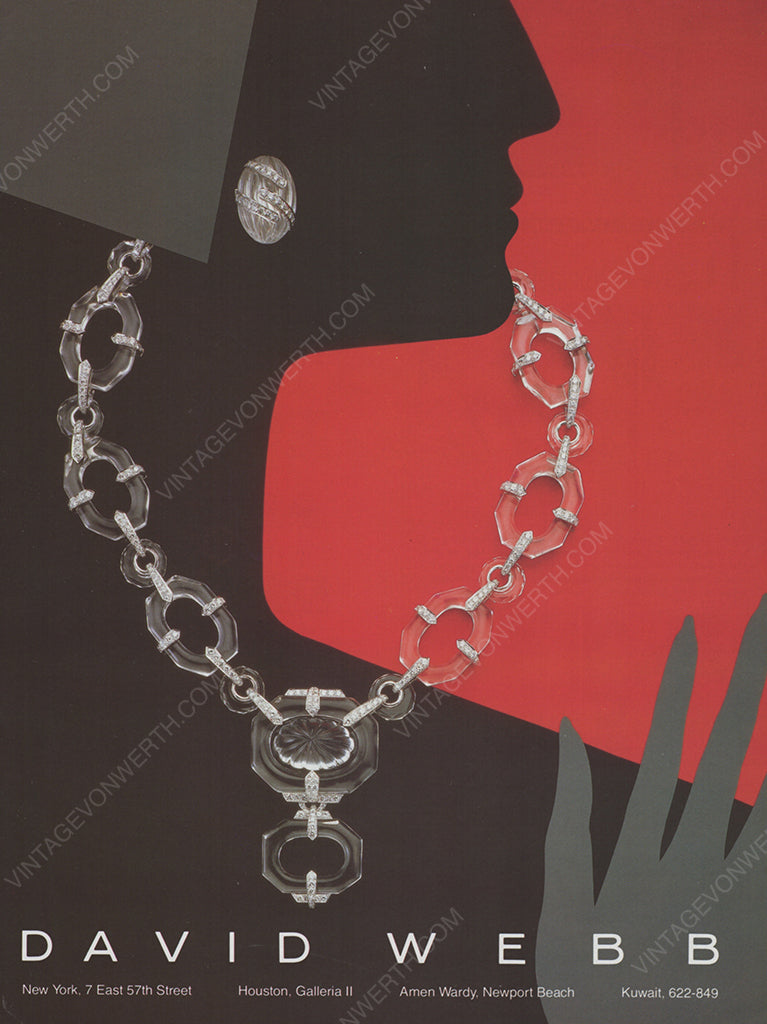 DAVID WEBB 1985 Vintage Print Advertisement Jewelry 1980s Magazine Ad
