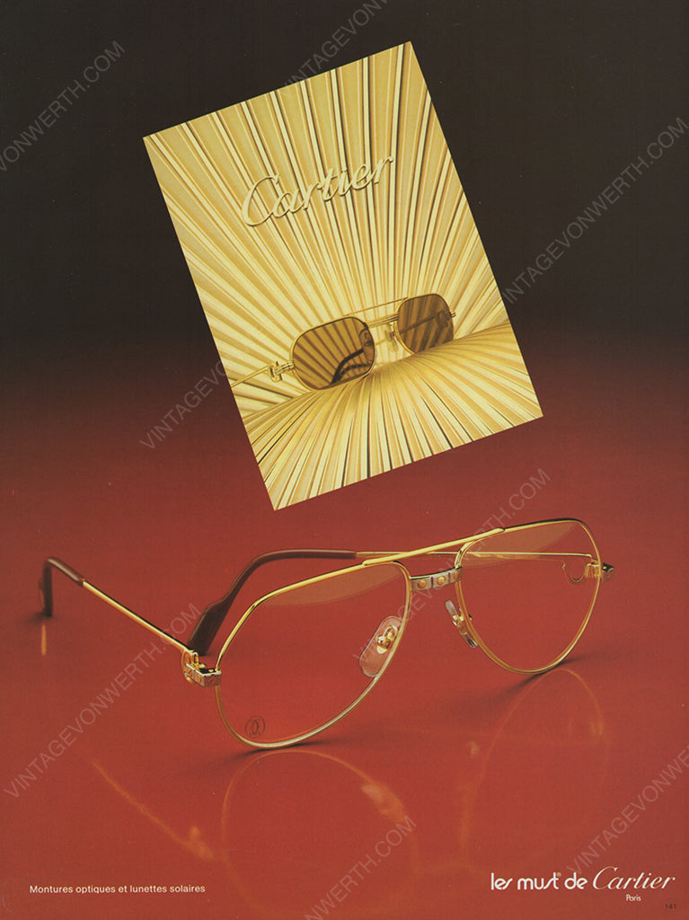 CARTIER 1985 Vintage Print Advertisement Sunglasses 1980s Magazine Ad