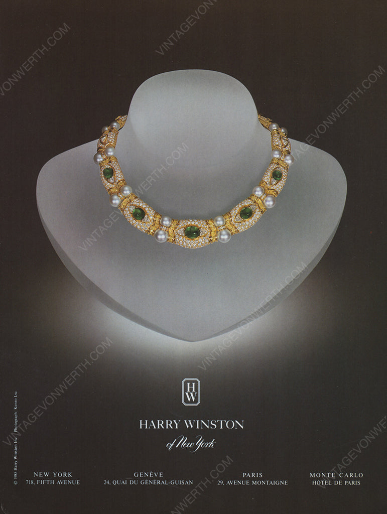 HARRY WINSTON 1986 Vintage Print Advertisement Jewelry 1980s Magazine Ad