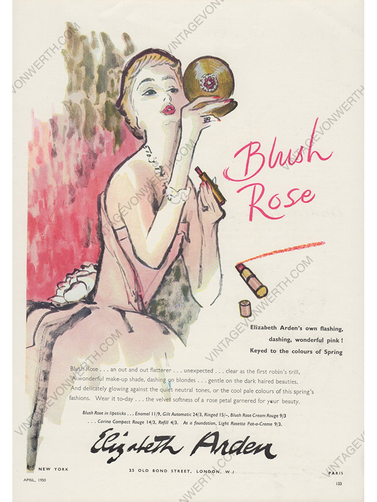ELIZABETH ARDEN 1950 Vintage Print Advertisement Beauty Cosmetics