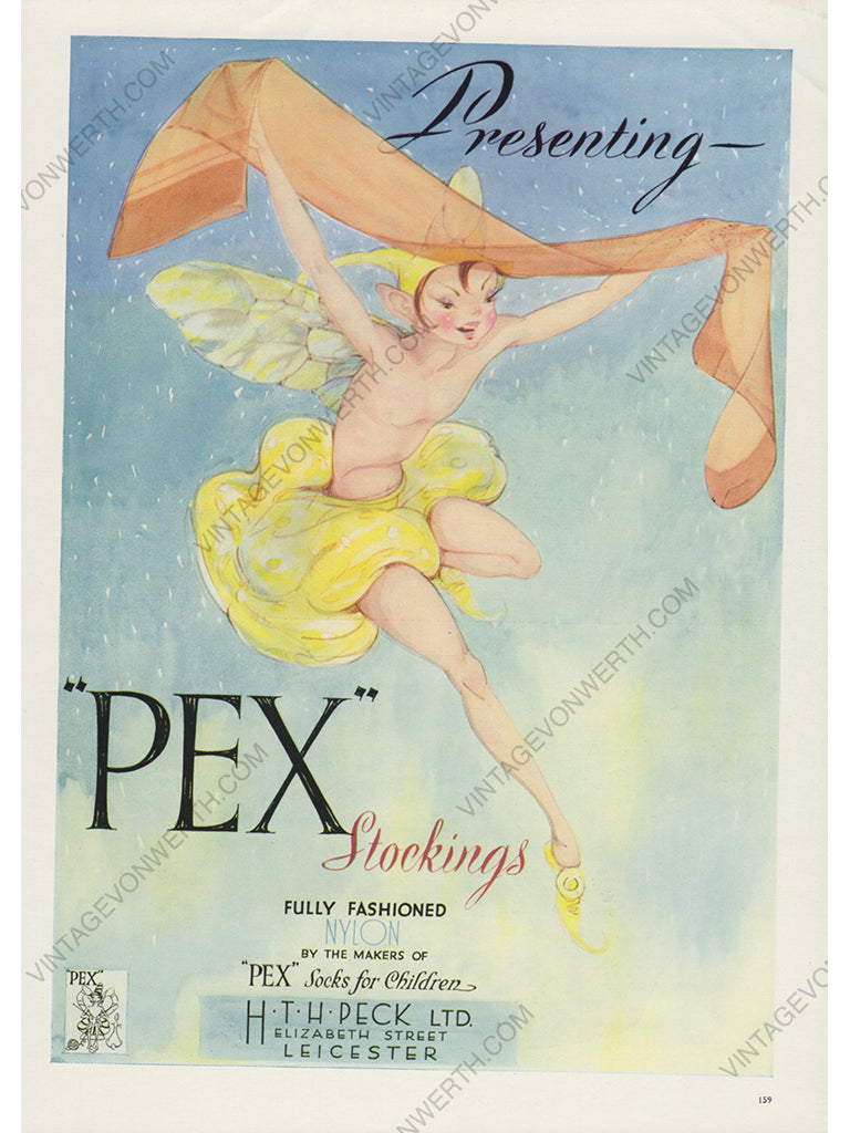 PEX 1950 Stockings Lingerie Vintage Print Advertisement