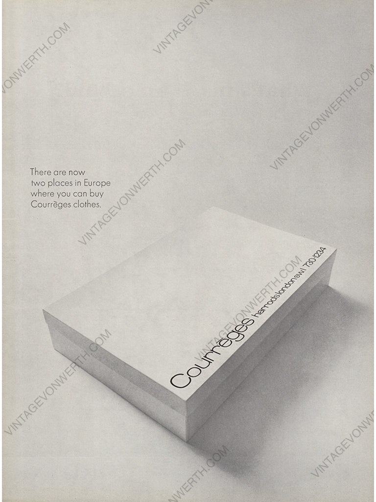 COURRÈGES 1968 Vintage Advertisement 1960s Print Fashion Ad (2 Pages)