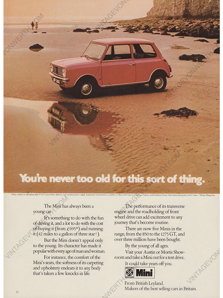 MINI 1973 Vintage Advertisement 1970s Print Oldtimer Classic Car Ad
