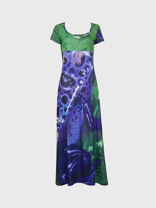 W&LT Walter van Beirendonck Spring 1999 Vintage Frog Print Maxi Dress Size M