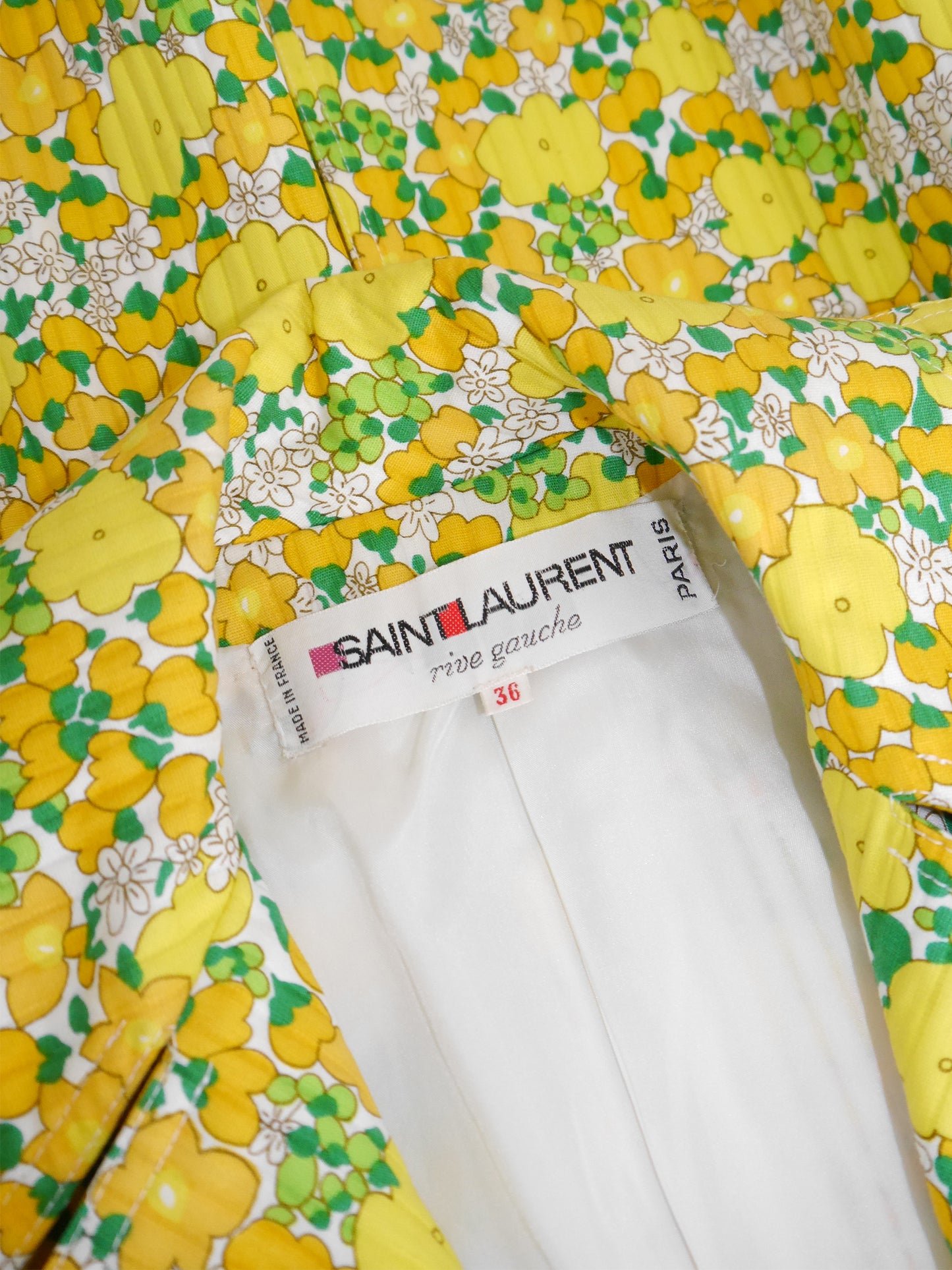 YVES SAINT LAURENT 1960s Vintage Floral Cotton Trenchcoat Size XXS-XS
