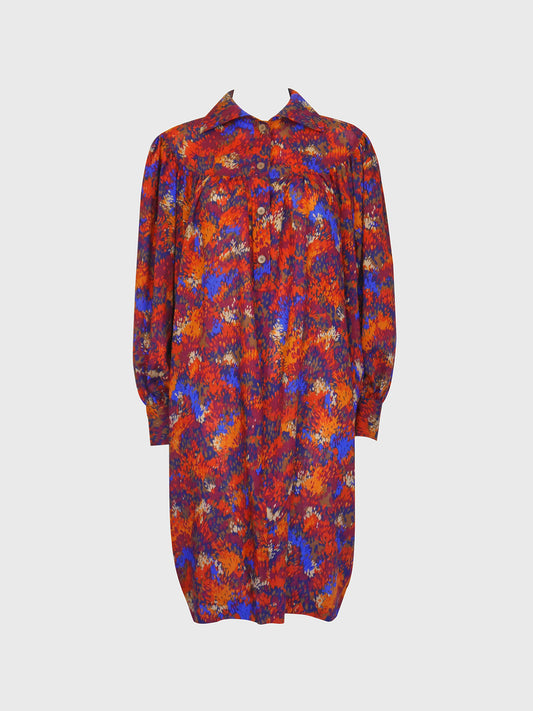 YVES SAINT LAURENT 1970s 1980s Vintage Wool Balloon Midi Dress Size S-M