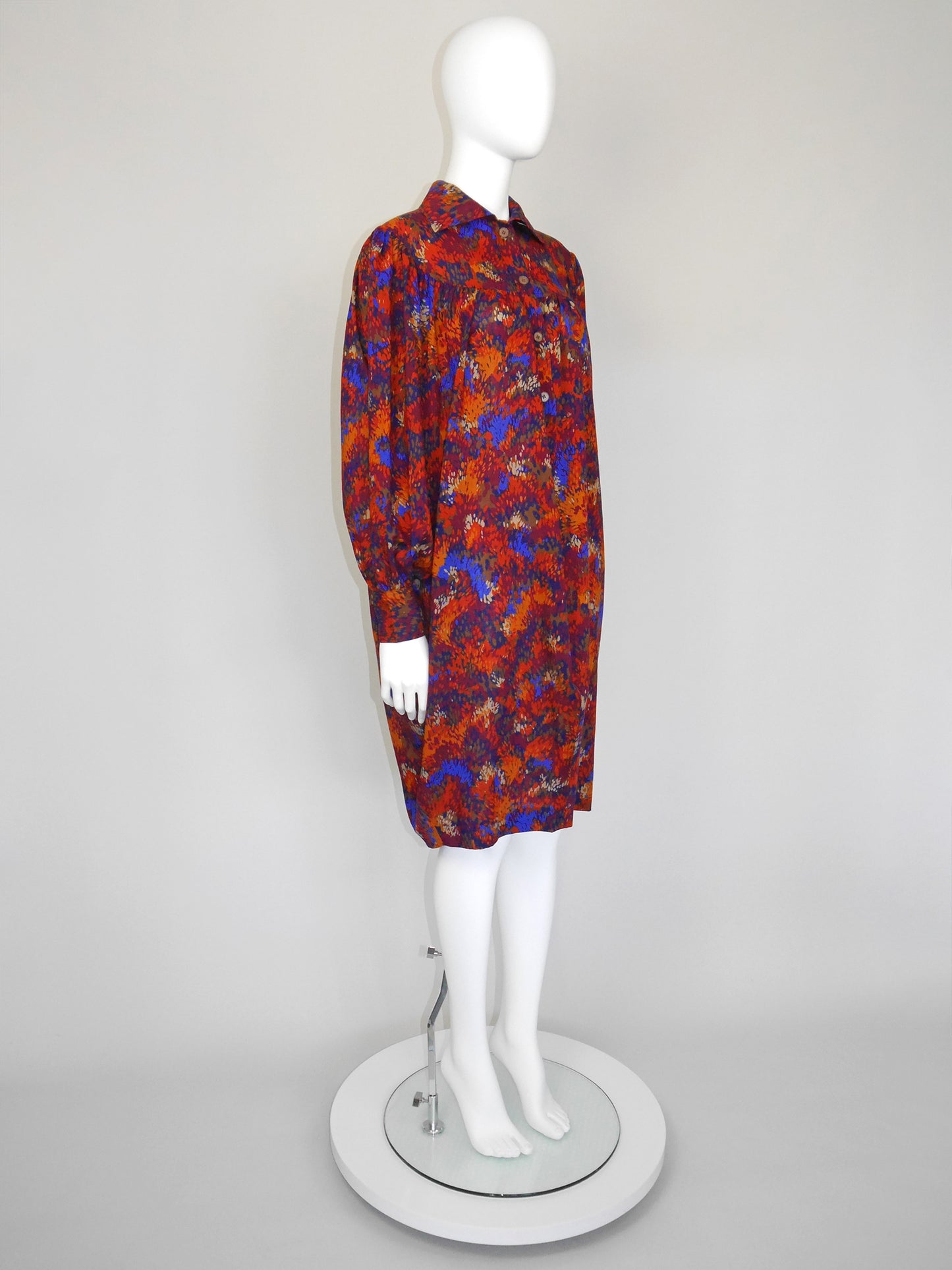 YVES SAINT LAURENT 1970s 1980s Vintage Wool Balloon Midi Dress Size S-M
