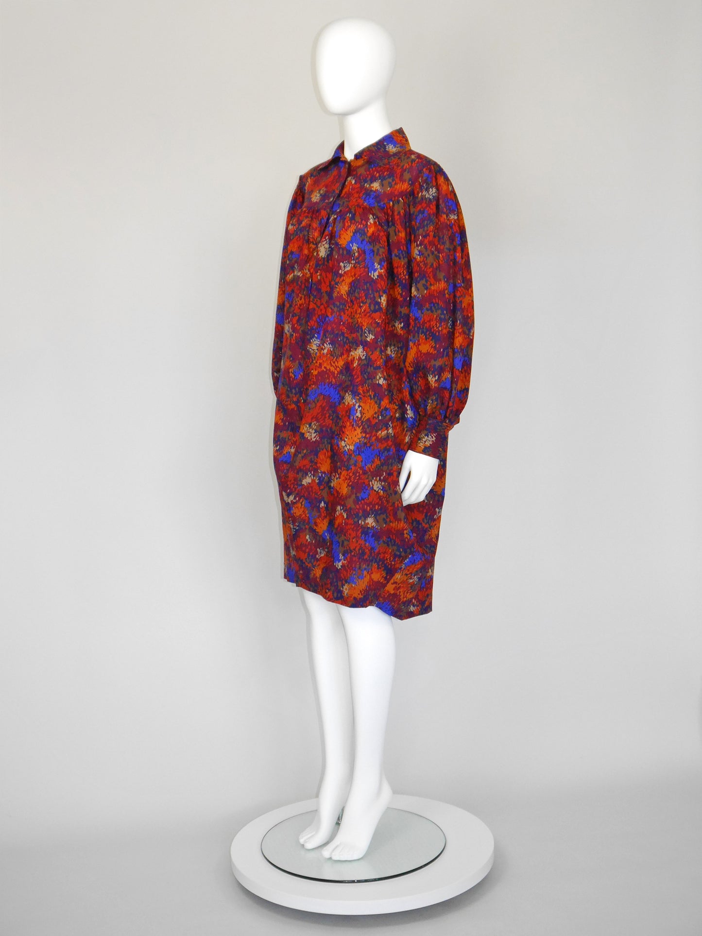 YVES SAINT LAURENT 1970s 1980s Vintage Wool Balloon Midi Dress Size S-M