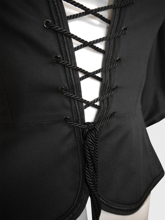 YVES SAINT LAURENT 1970s Vintage Lace Up Peasant Blouse