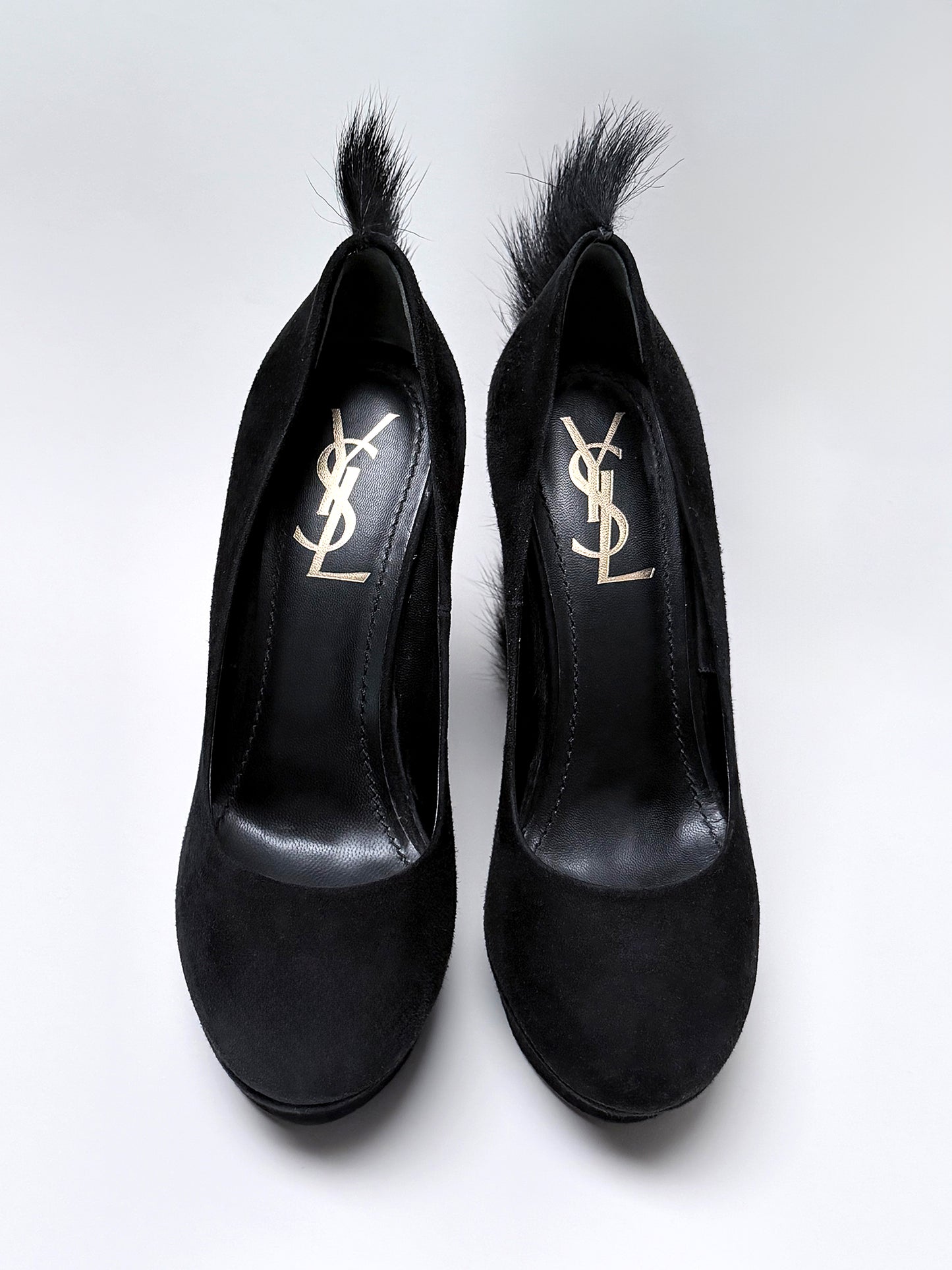 YVES SAINT LAURENT Fall 2010 Vintage Black "Mohawk" Platform Heels Size EU 36.5