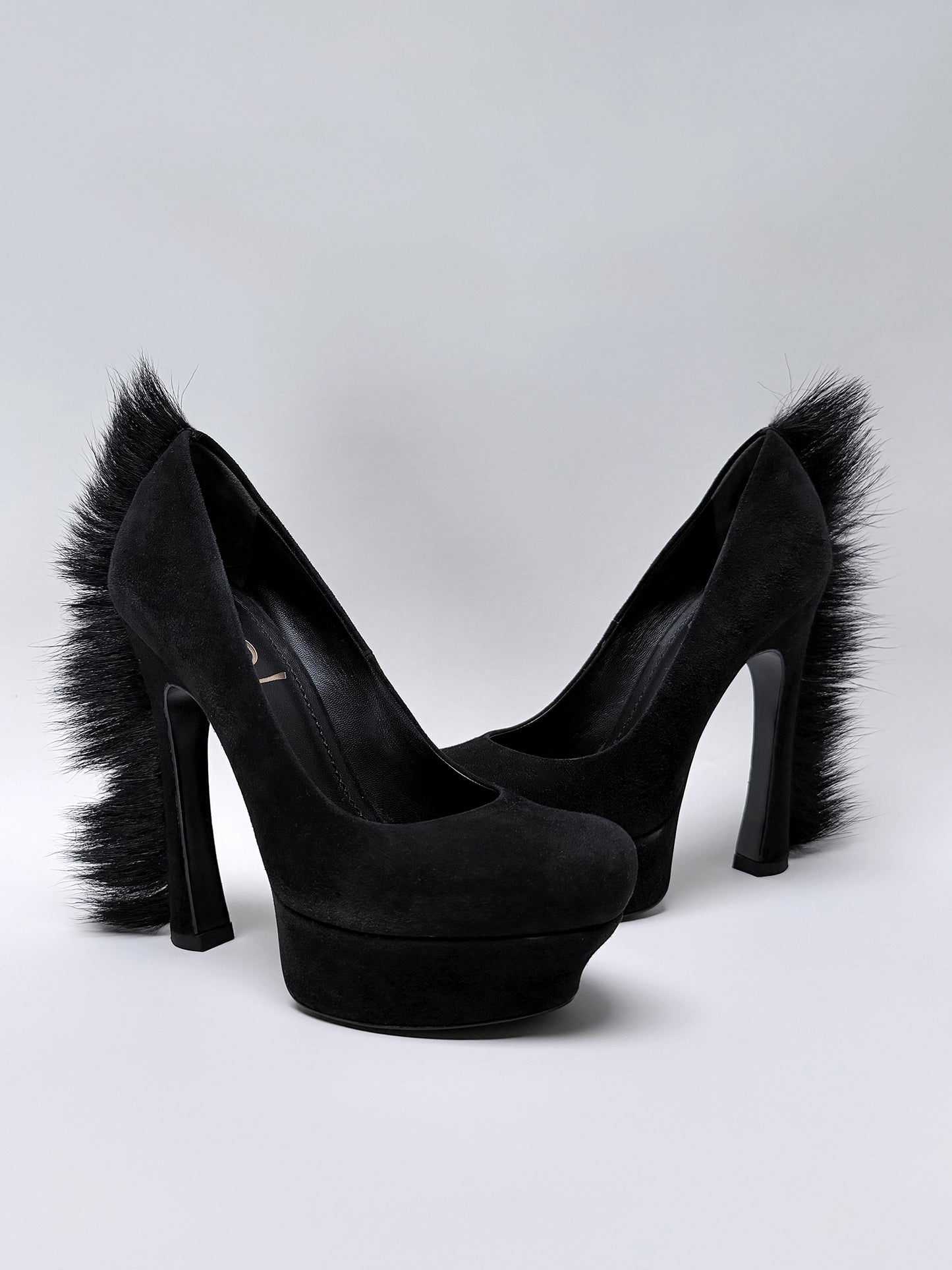 YVES SAINT LAURENT Fall 2010 Vintage Black "Mohawk" Platform Heels Size EU 36.5