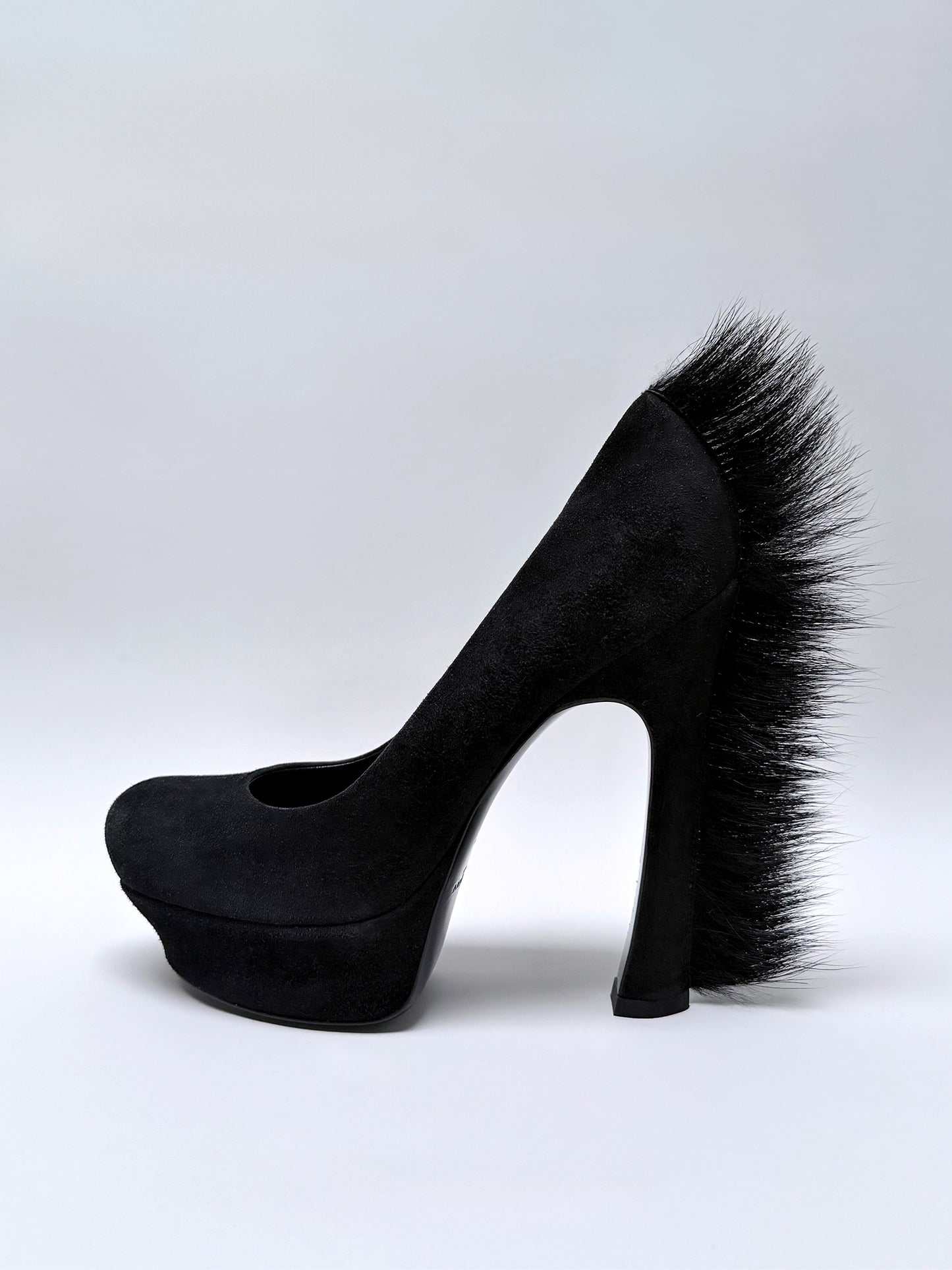 YVES SAINT LAURENT Fall 2010 Vintage Black "Mohawk" Platform Heels Size EU 36.5