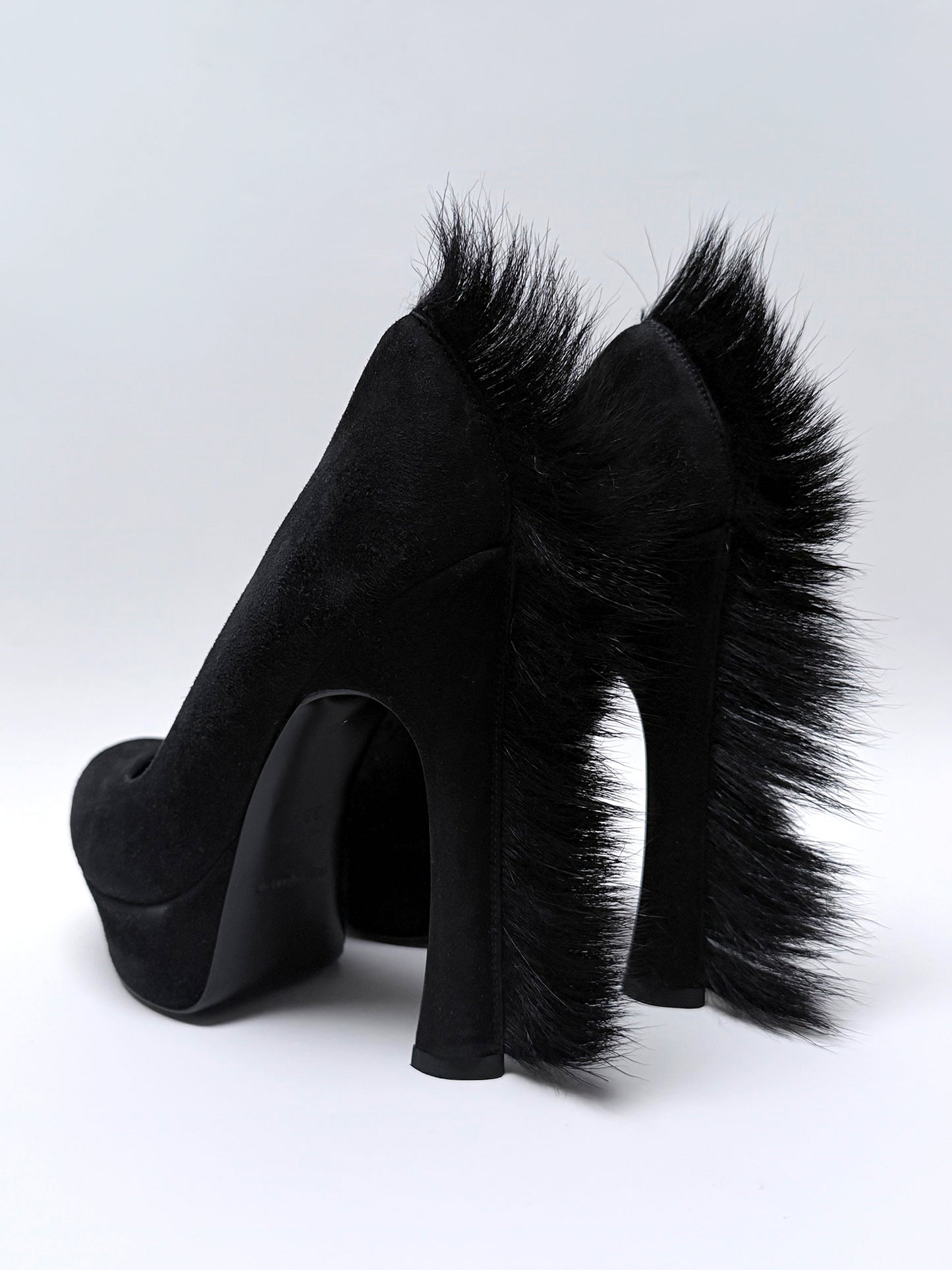 YVES SAINT LAURENT Fall 2010 Vintage Black "Mohawk" Platform Heels Size EU 36.5