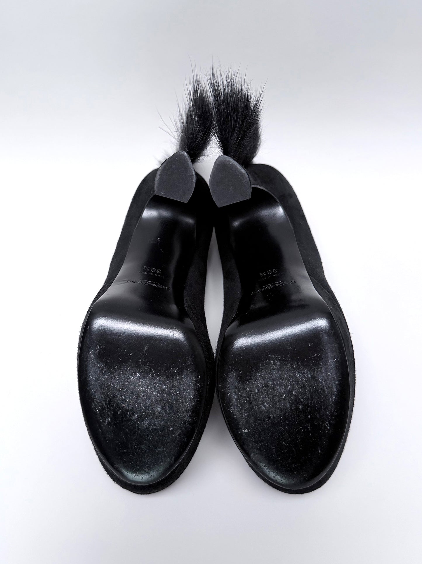 YVES SAINT LAURENT Fall 2010 Vintage Black "Mohawk" Platform Heels Size EU 36.5