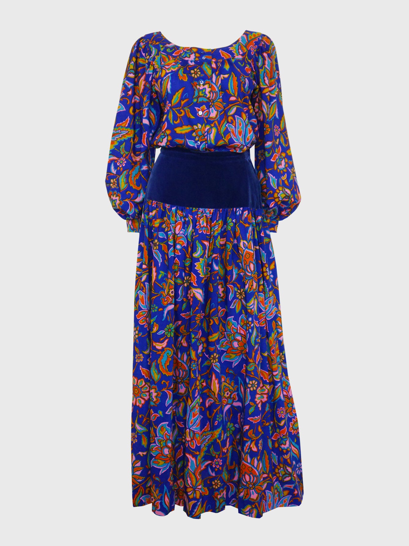 YVES SAINT LAURENT Fall 1976 Russian Collection Peasant Blouse & Maxi Skirt