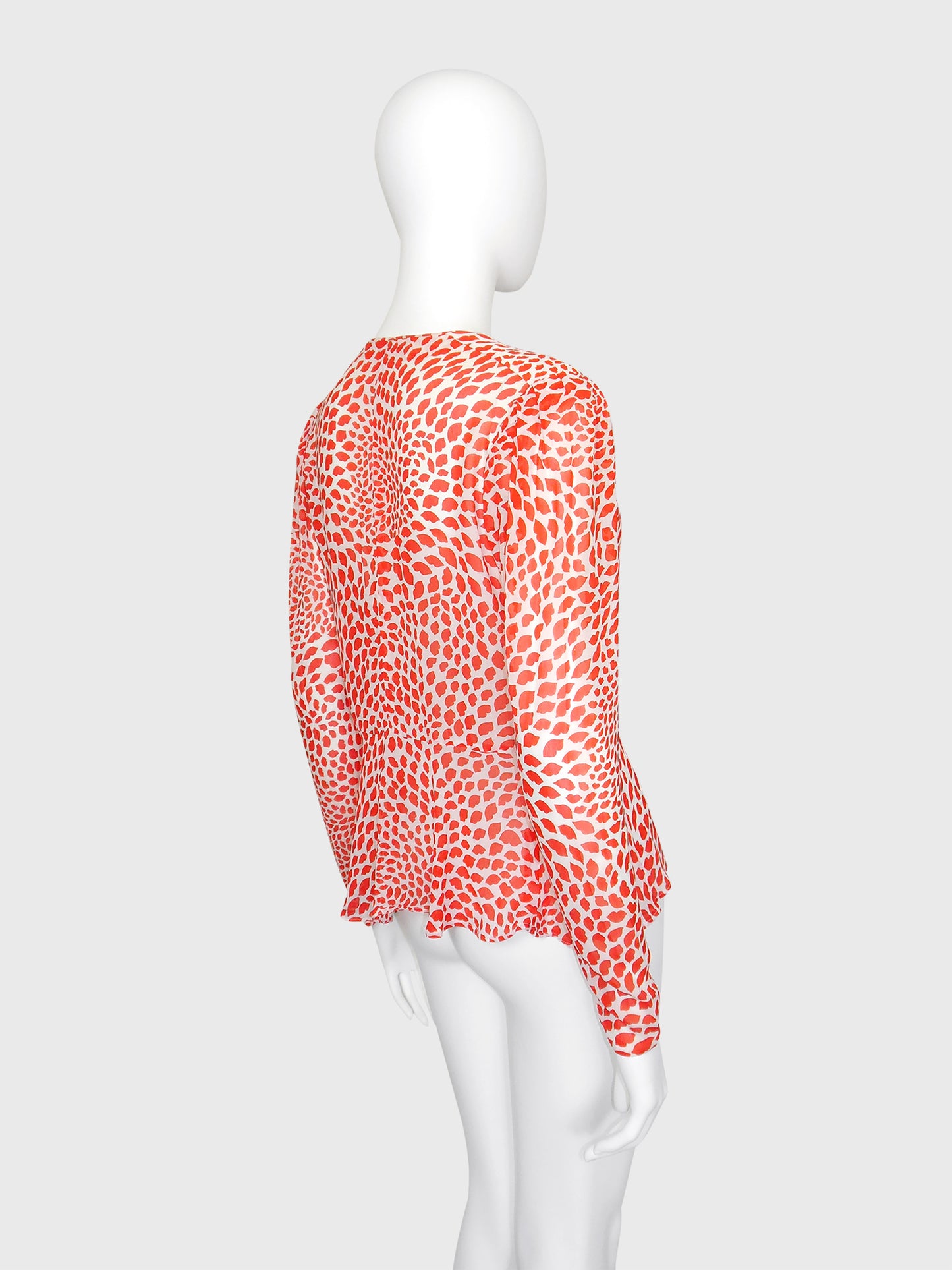 YVES SAINT LAURENT Spring 1971 Scandal Collection Vintage Lips Print Blouse Size M