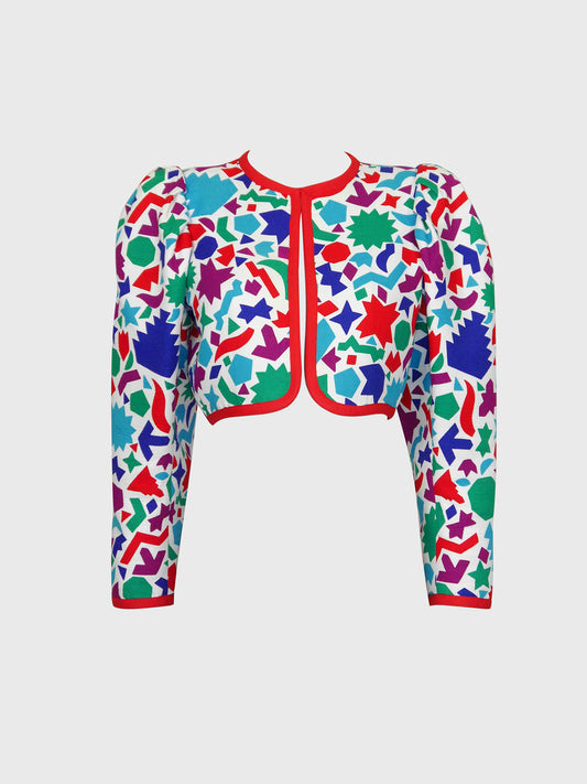 YVES SAINT LAURENT Spring 1983 Vintage Matisse Cropped Bolero Jacket Size XS-S