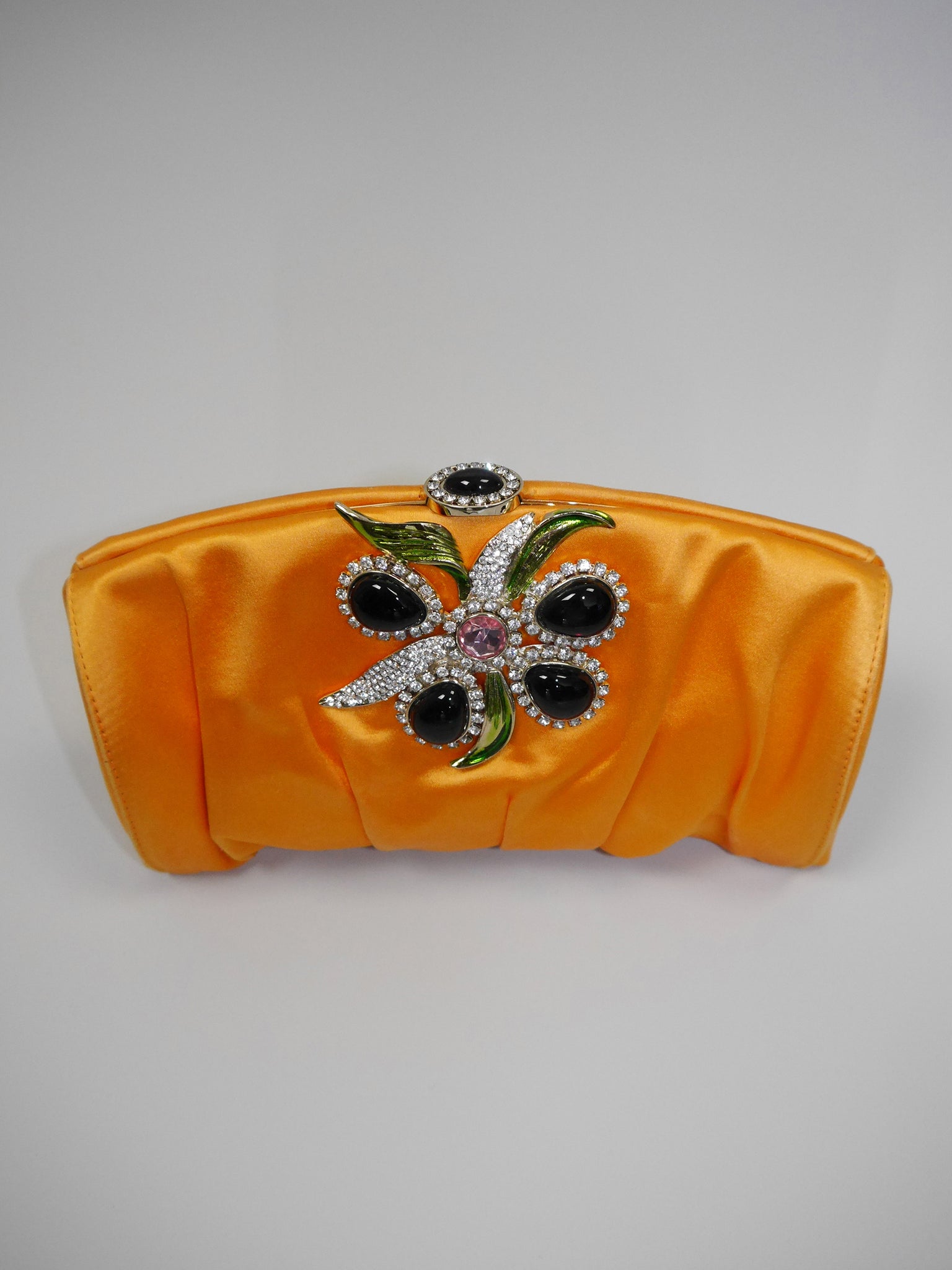 YVES SAINT LAURENT by Tom Ford Spring 2004 Vintage Floral Crystal Rhinestone Silk Evening Clutch Bag