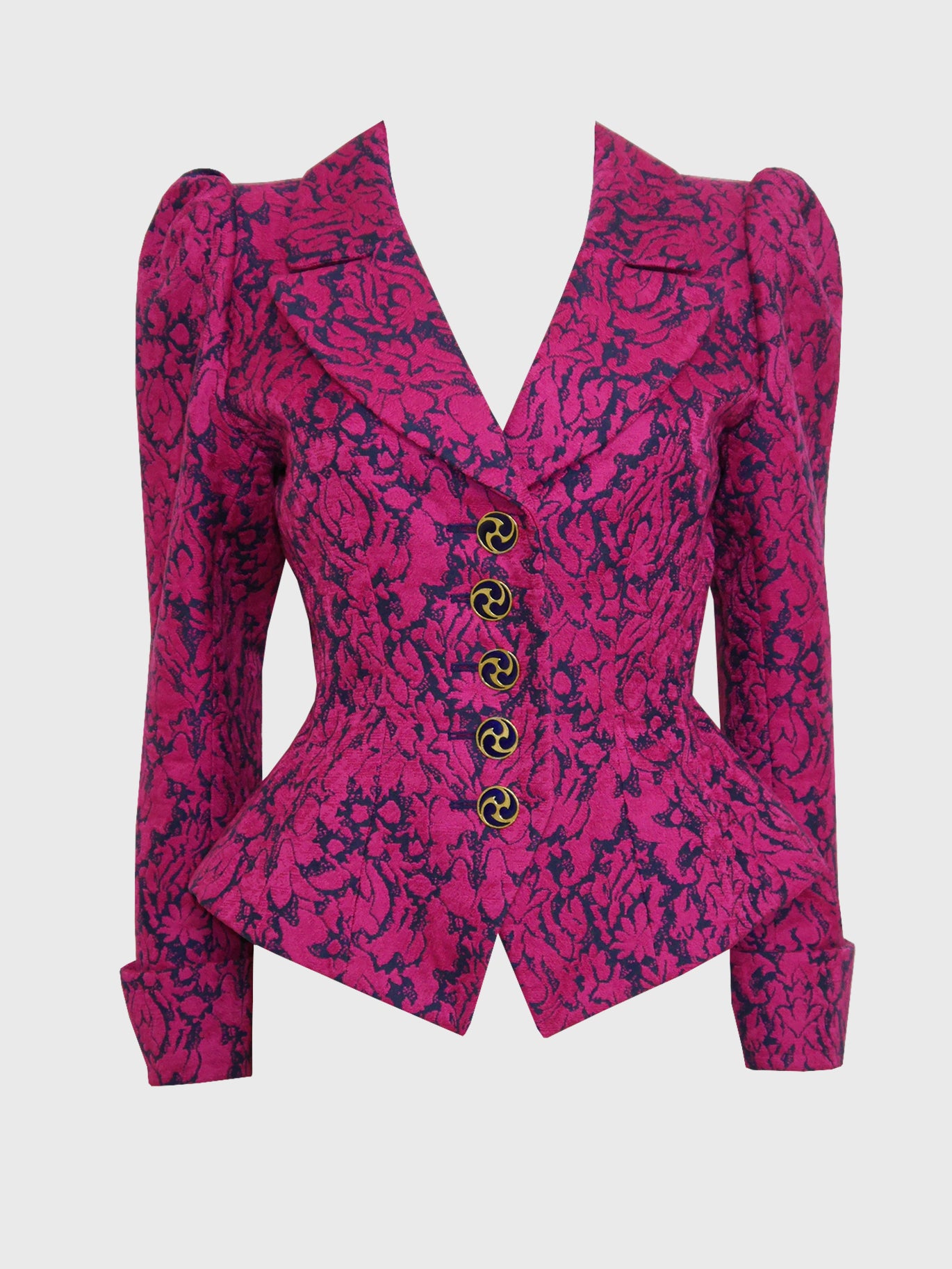 YVES SAINT LAURENT 1990s Vintage Pink Jacquard Evening Jacket