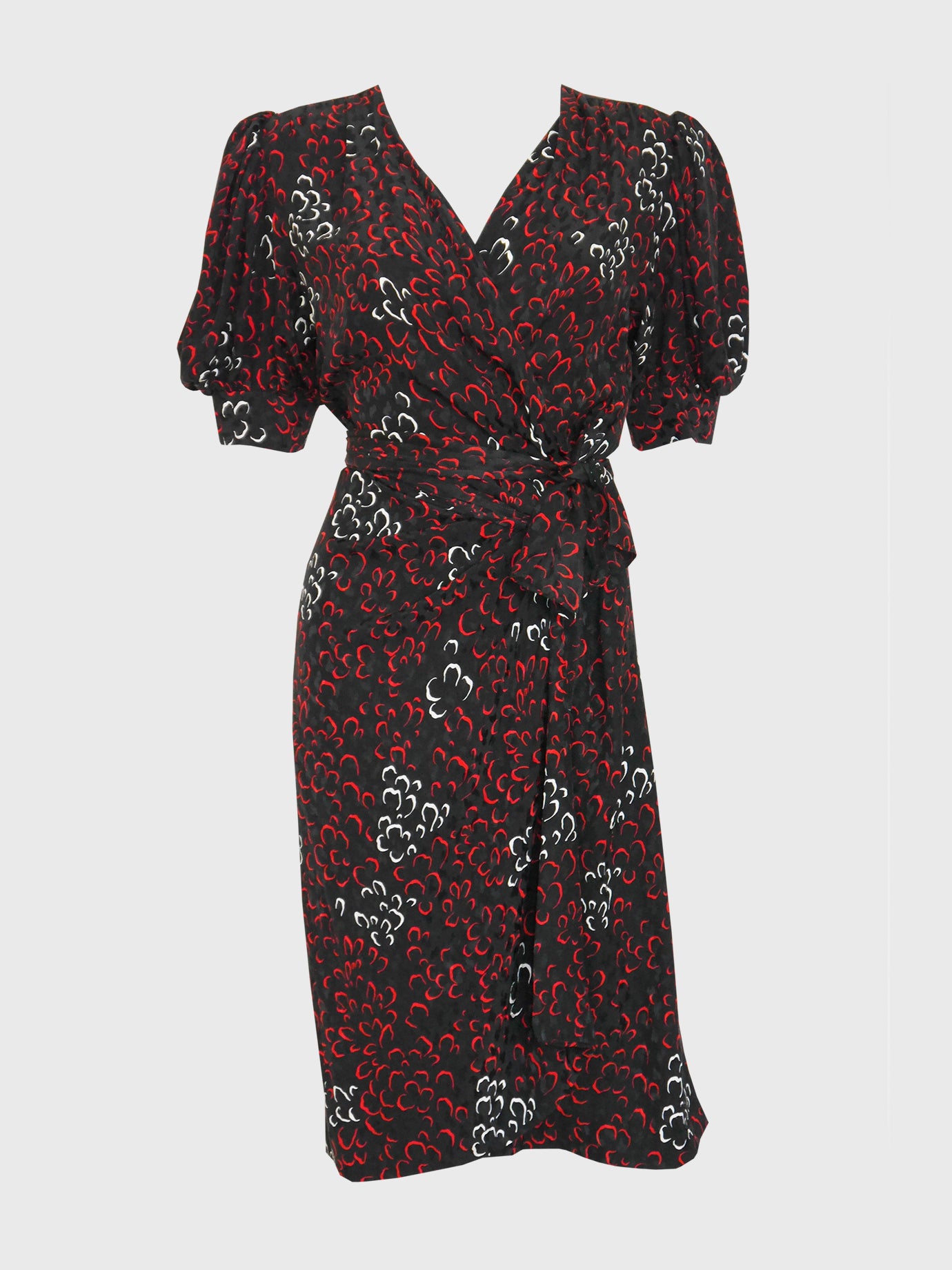 YVES SAINT LAURENT 1970s 1980s Vintage Silk Wrap Dress