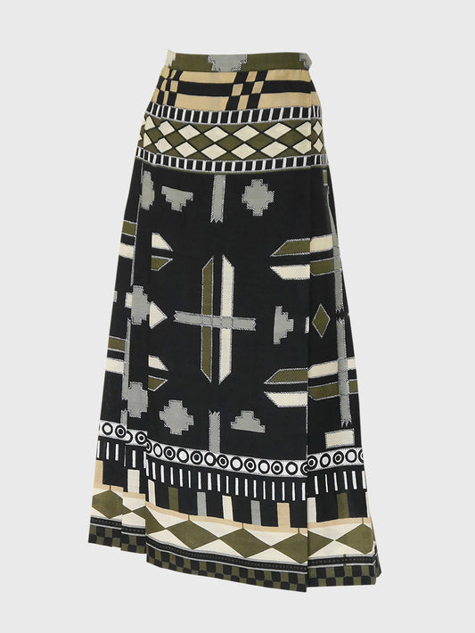YVES SAINT LAURENT c. 1971 Vintage Pleated Maxi Skirt