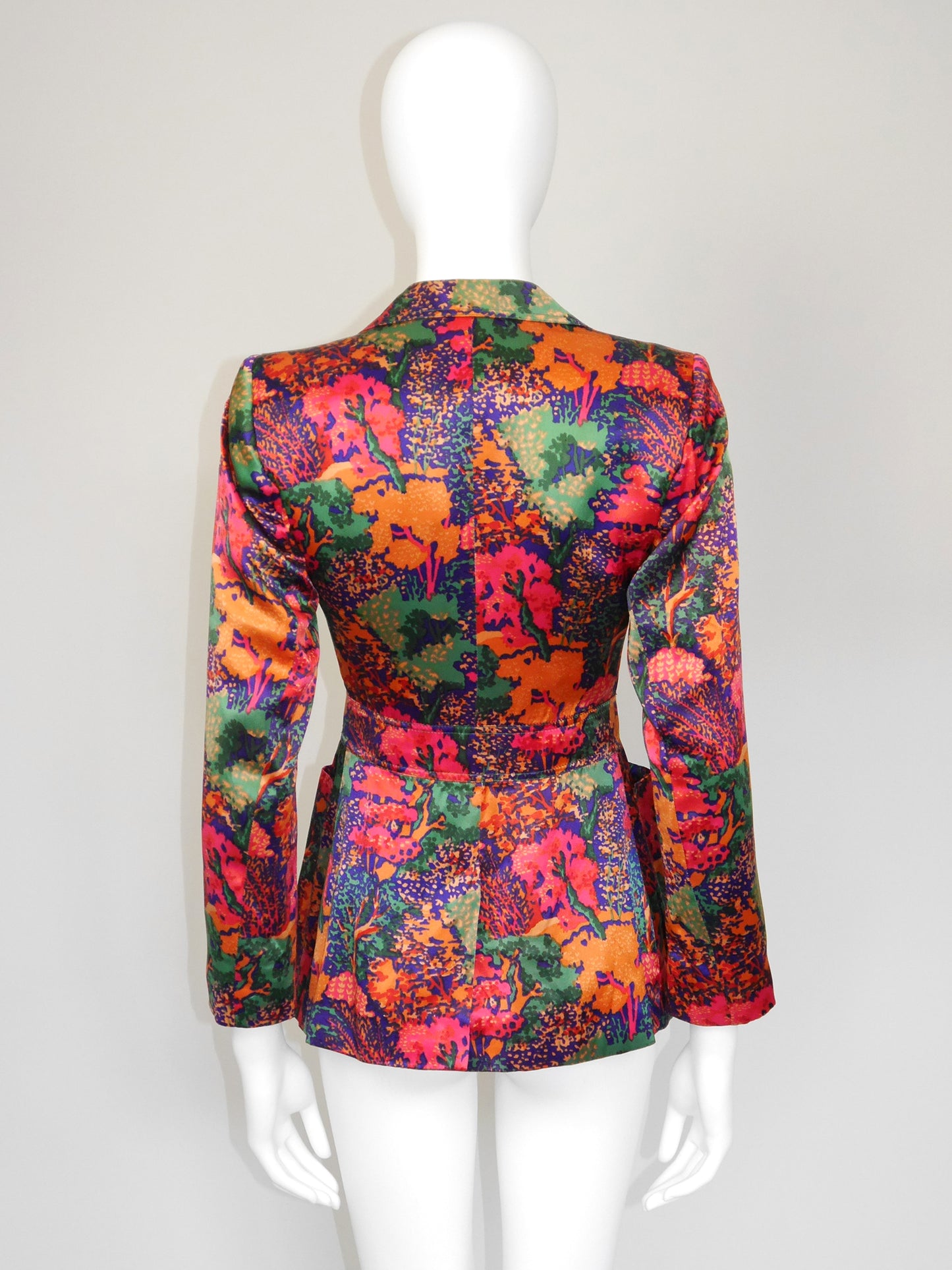YVES SAINT LAURENT Early 1970s Vintage Floral Jacket Size XXS-XS
