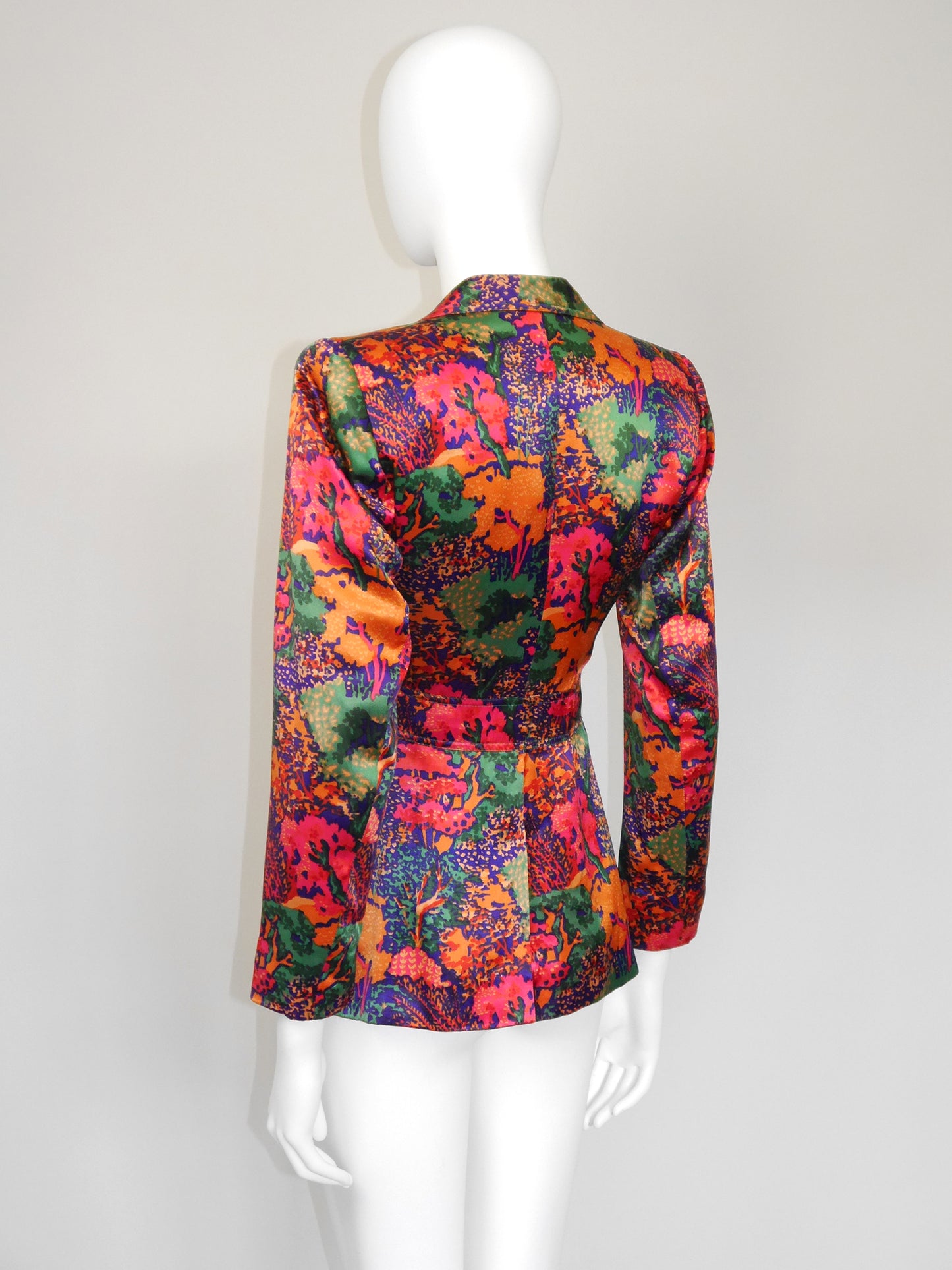 YVES SAINT LAURENT Early 1970s Vintage Floral Jacket Size XXS-XS