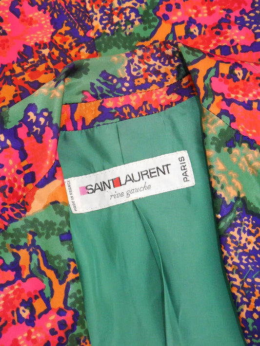 YVES SAINT LAURENT 1960s 1970s Vintage Floral Jacket Size XXS-XS