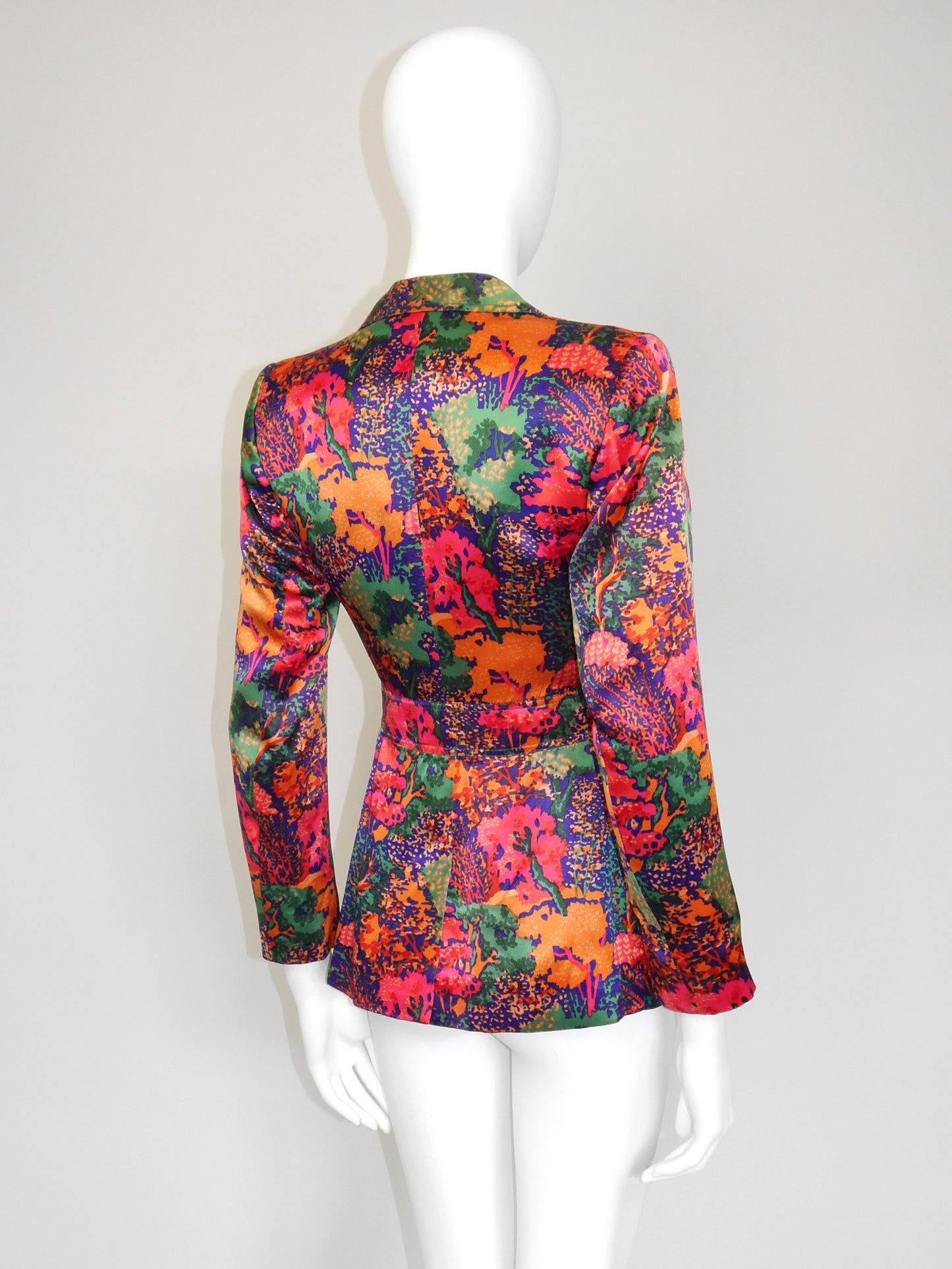 YVES SAINT LAURENT Early 1970s Vintage Floral Jacket Size XXS-XS